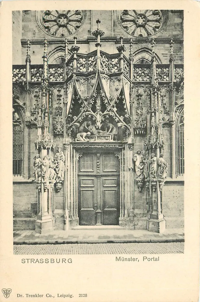 Strasbourg — Portal da catedral — Dr. Trenkler Co., Leipzig, n°2128 - Frente