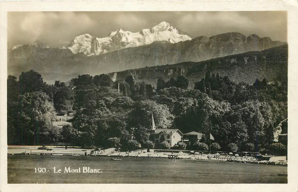 O Mont Blanc — vista do lago — Photo-Edit Interd Ita, Genebra, n°190 - Frente