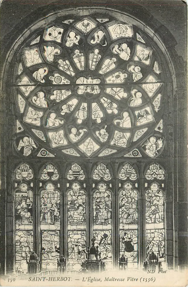 Saint-Herbot — De Kerk, Hoofdvitrage (1556) — ND Phot - Voorkant