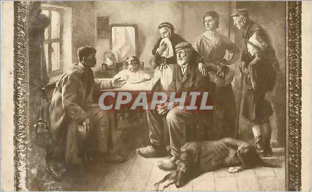 Scène de vie intérieure — famille et chien — éditeur Lévy Frères, n° 95 - Recto