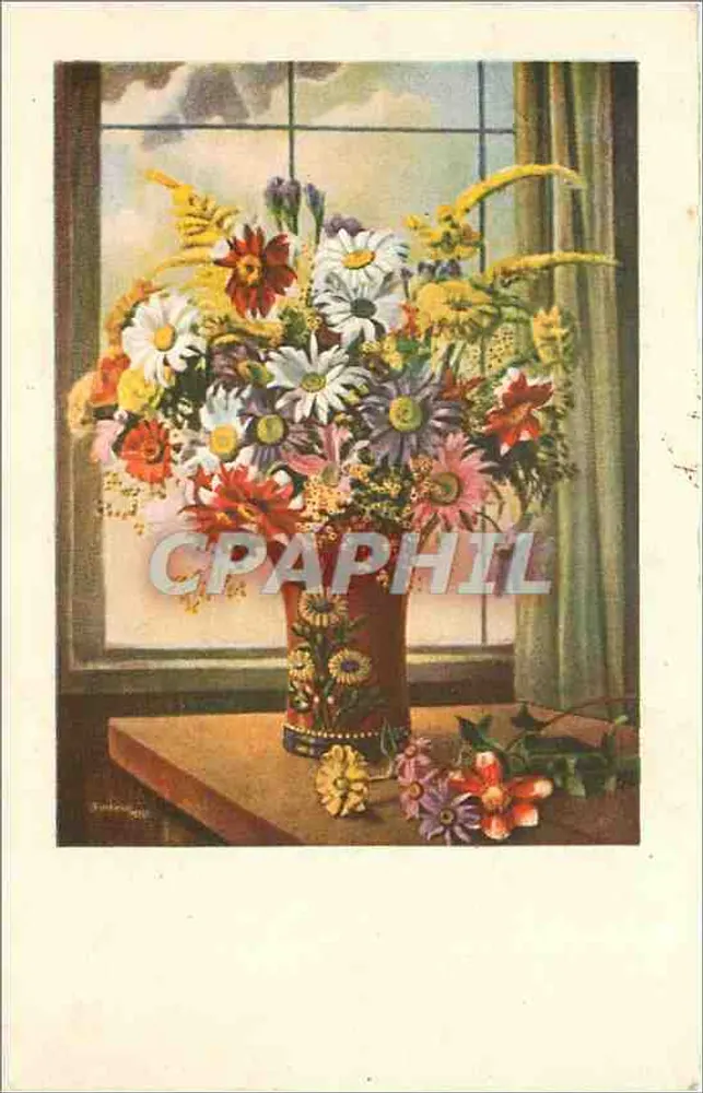Arranjo de flores coloridas — diante de uma janela — Kunstwerke von Biedler & Lenggärtel, Westfalen - Frente
