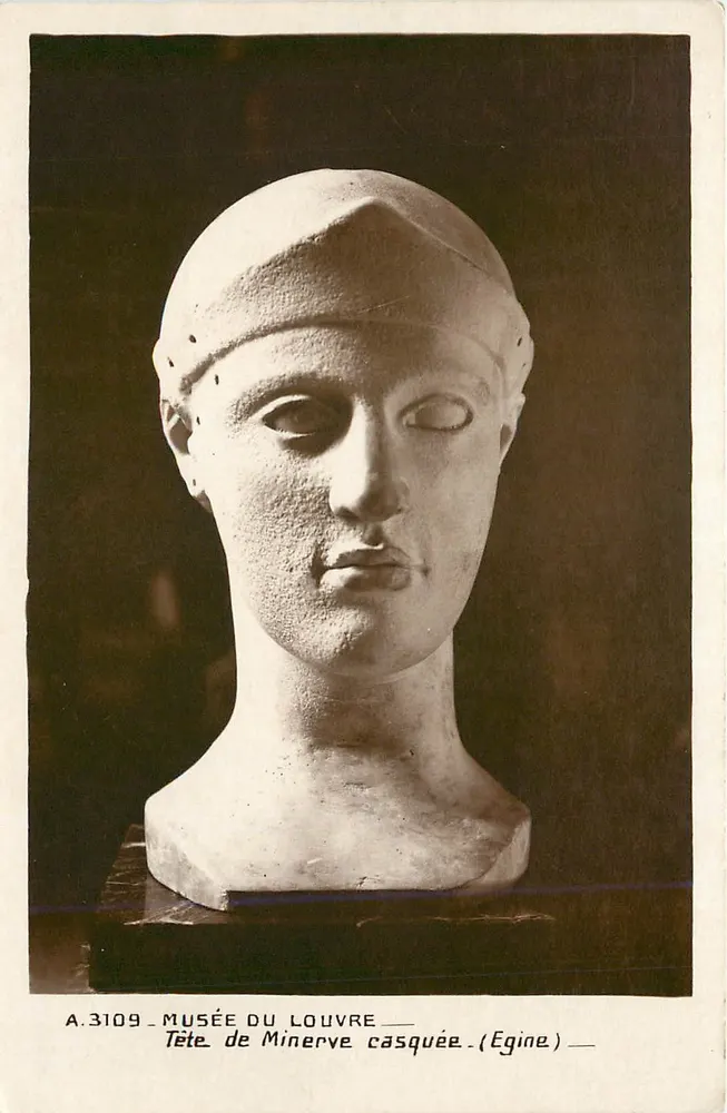 Tête de Minerve casquée — Egine — Musée du Louvre, série A.3109 - Recto