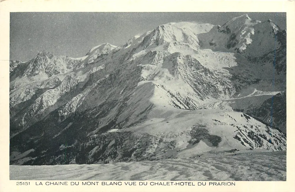 Ausblick auf die Mont-Blanc-Kette vom Chalet-Hotel du Prarion — 25151 — Sammlung La Savoie - Vorderseite