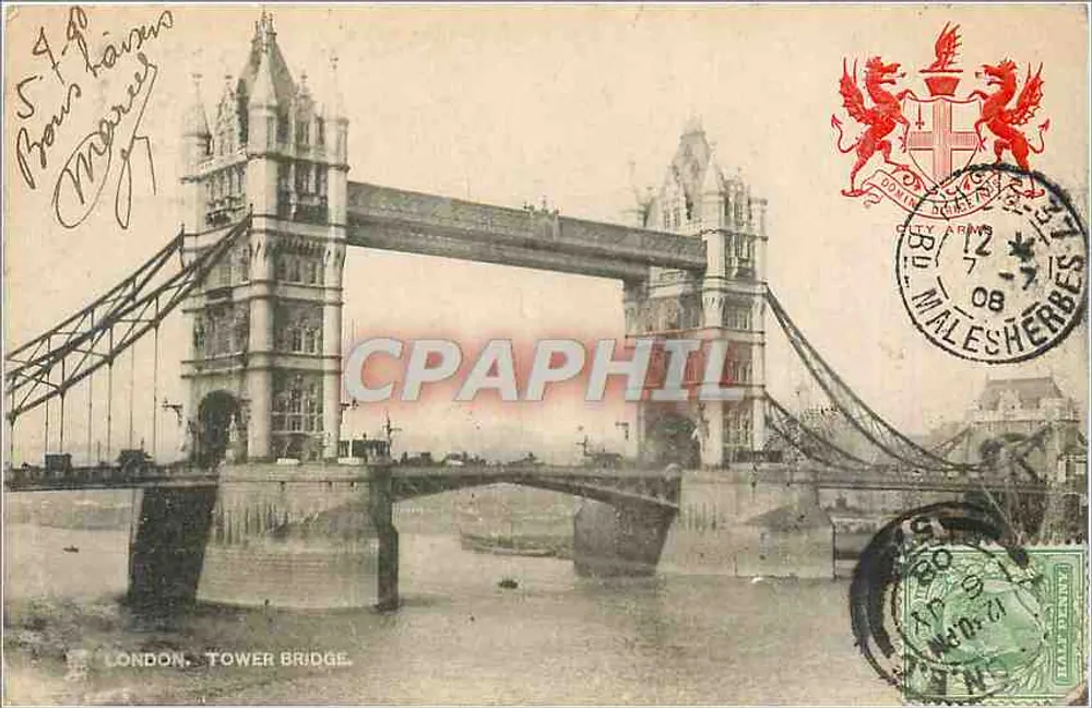 LONDRES, PONTE DA TORRE — vista da passarela — Tuck's Post Card n°436-B - Frente