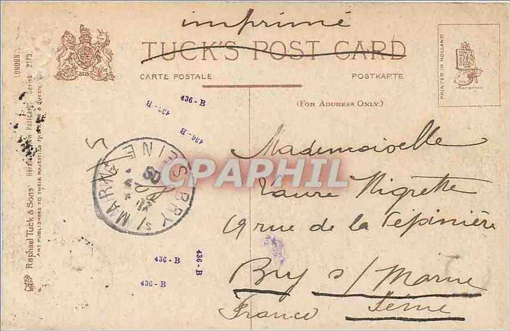 LONDRES, PONTE DA TORRE — vista da passarela — Tuck's Post Card n°436-B - Verso