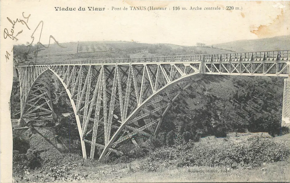 Viaduc du Viaur - Bridge of TANUS (Height: 116 m. Central Arch: 220 m.) — Bouziechy, publisher, Rodez - Front