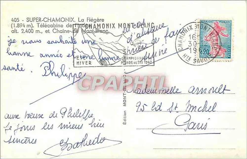 Super-Chamoux — Telecabine van de Flégère — Uitgave Mont Blanc - Achterkant