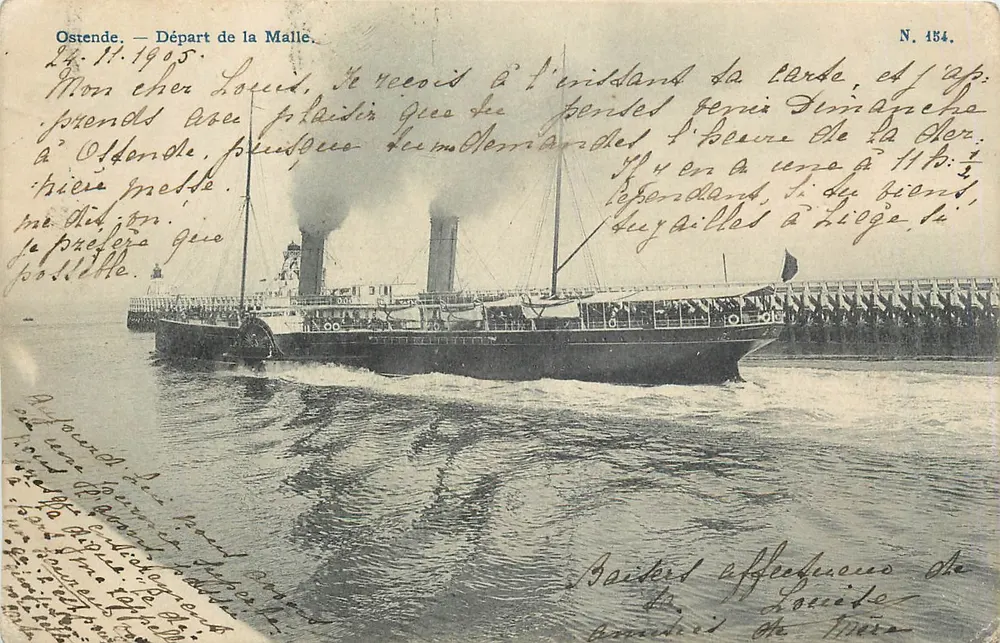 Ostende — Vertrek van de Malle — N. 154 - Voorkant