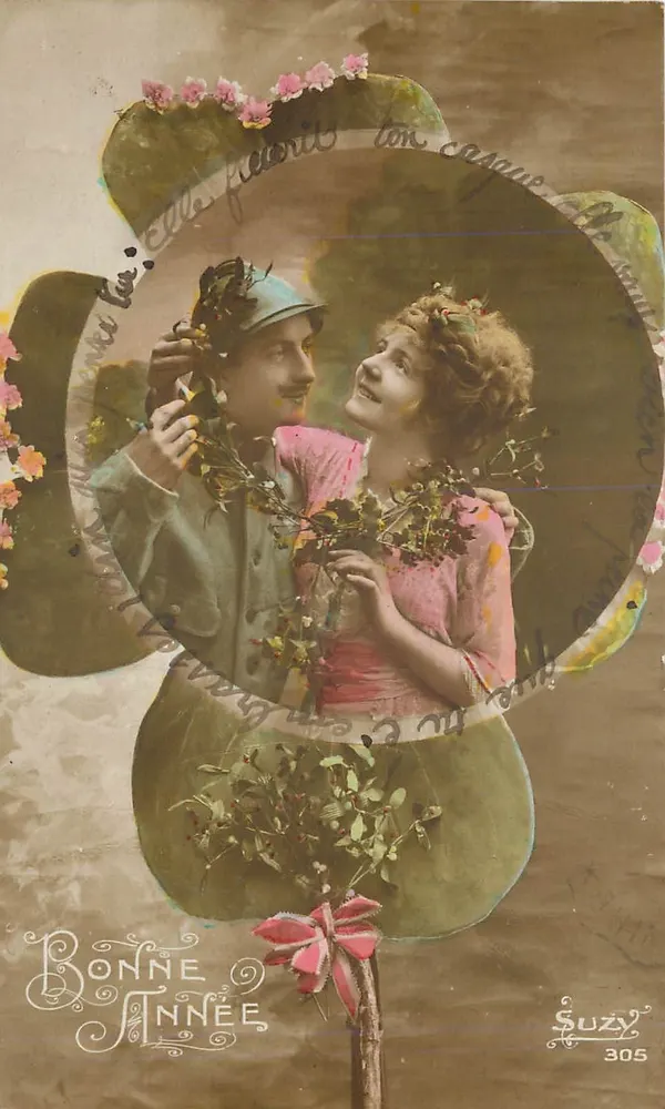 Couple en couronne de fleurs — Suzy 305 — éditeur Suzy - Recto
