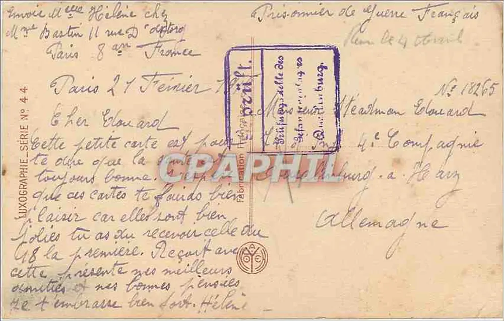 Jovem homem oferecendo uma maçã a uma jovem mulher — A mais bela — Luxographia, série N° 4.4 - Verso