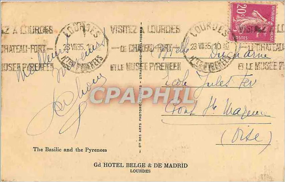 Lourdes - A Basílica e as Pirineus — CP DES ARTS PYRÉNÉENS, n°242 - Verso