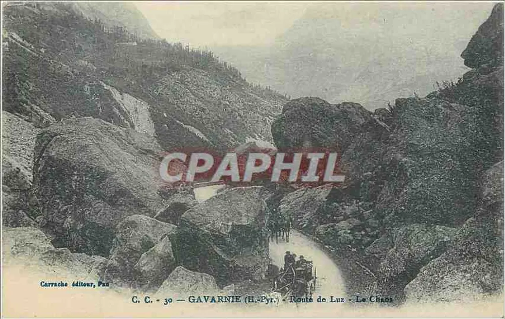 Gavarnie (H.-Pyr.) — Estrada de Luz - O Caos — Carrache editor, Pau - Frente