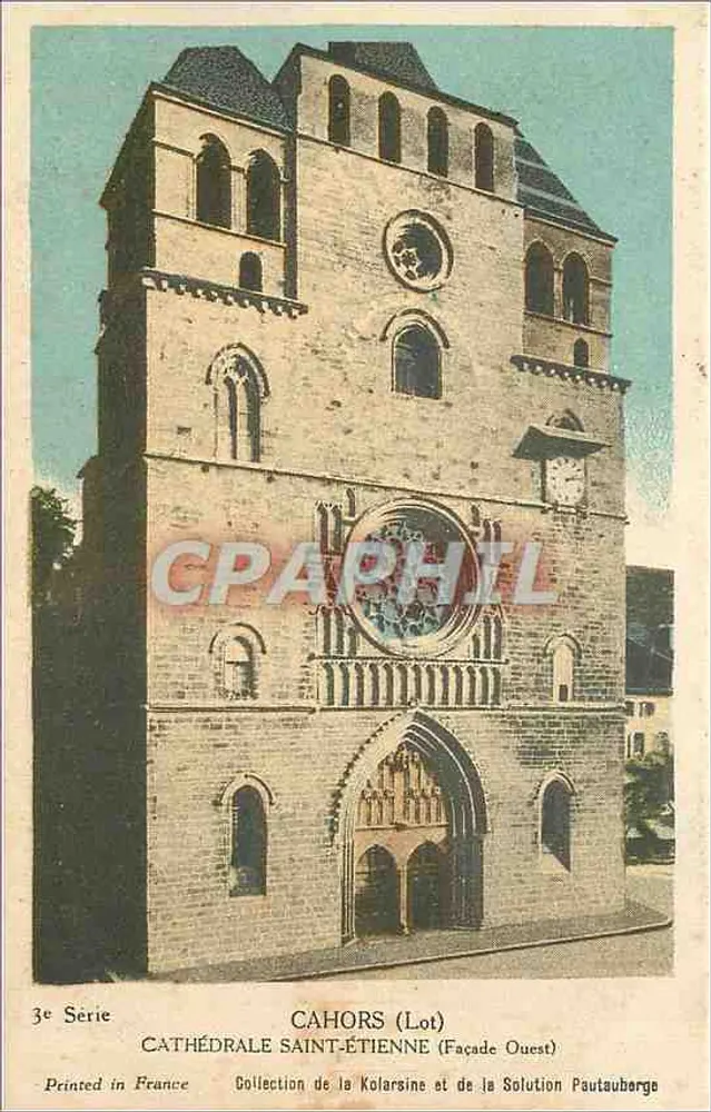 Catedral de São Etienne (Fachada Oeste) — Cahors (Lot) — Coleção da Kolarsine e da Solução Pautauberge, 3ª Série - Frente