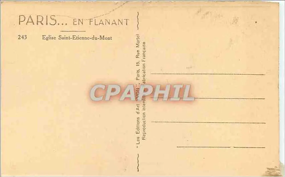 Igreja de São Etienne-du-Mont — Paris — Éditions d'Art Flanant - Verso