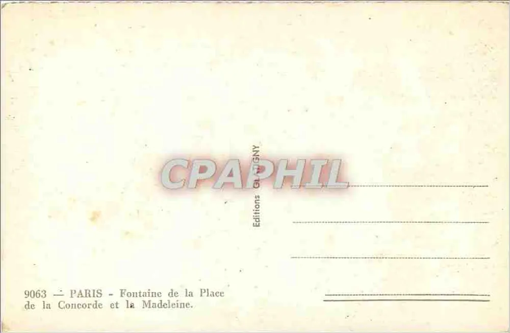 Place de la Concorde — Fontaine de la Madeleine — Éditions Gragny, n° 9063 - Rückseite