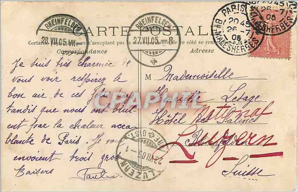 Paris - Saint-Moncault - A Coluna — editor C. M. n°75 - Verso