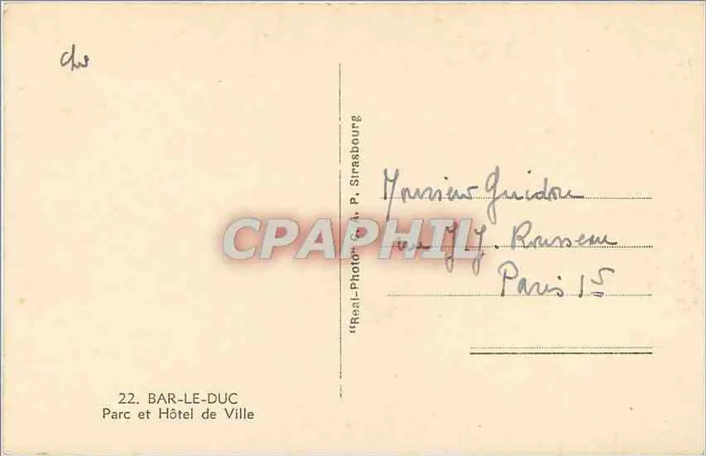 Bar-le-Duc — Parque e Hotel de Cidade — Réal-Photo, P. Sirasbourg - Verso