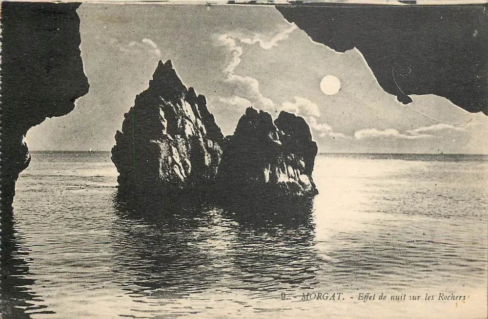 Morgat — Efecto nocturno sobre los Rochers — G. Arnaud, editor, n°9 - Anverso