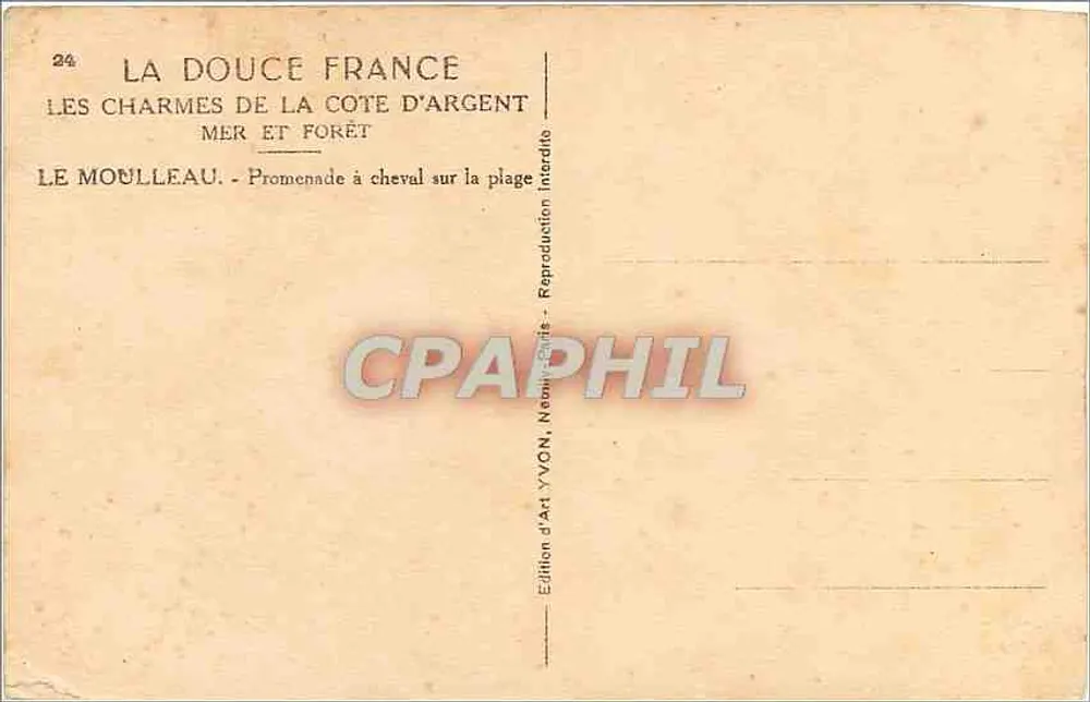 Le Mouilleau — Paseo a caballo en la playa — Edición de Arte YVON - Reverso