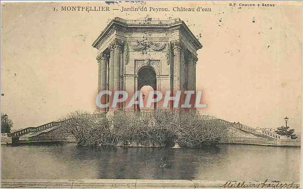 Montpellier — Jardin du Peyrou. Château d'eau — B.F. Chalon & Sacne - Recto