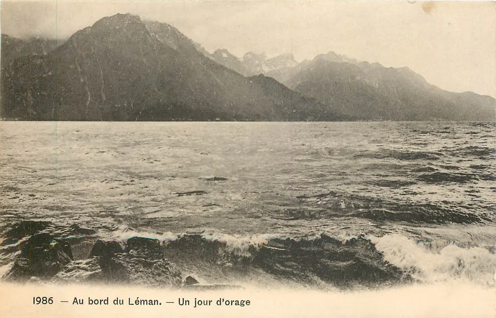 A orillas del Leman — Un día de tormenta — Phototypie Co., Nouchéra - Anverso
