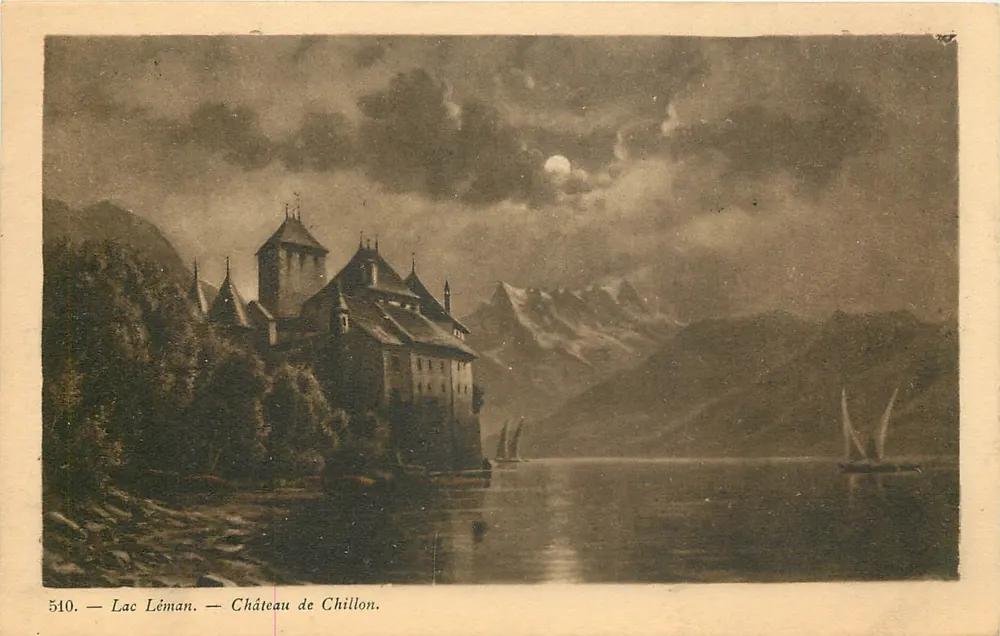 Castelo de Chillon — Lago Léman — Editor E. Haisely, Genebra, n° 510 - Frente