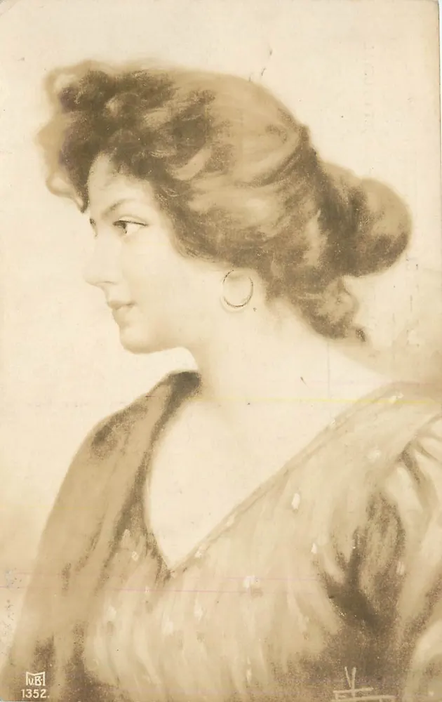 Retrato de mulher — perfil — Preto e brancoI. 1352 - Frente