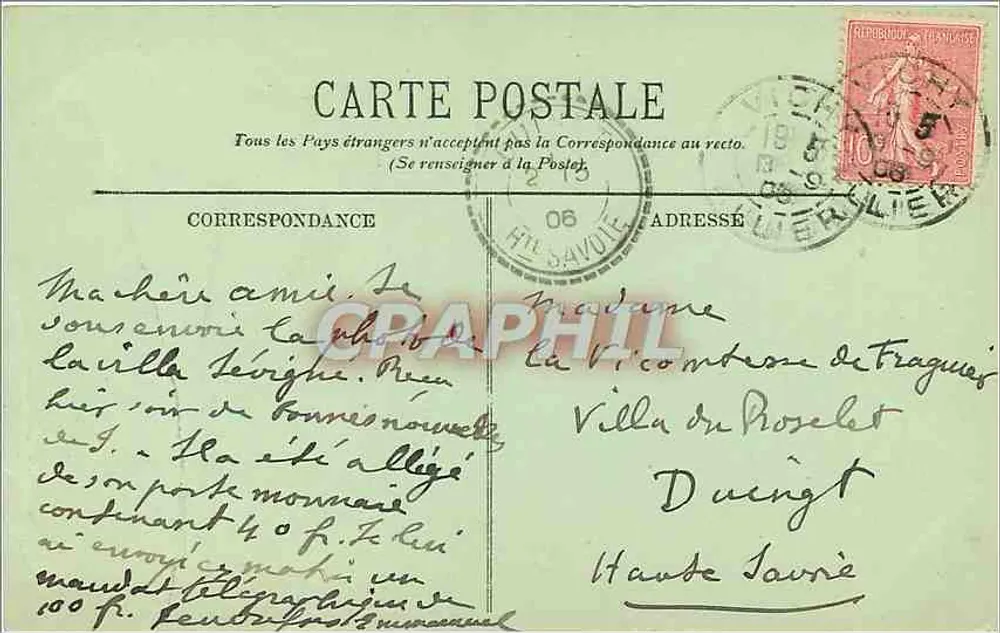 Vichy — House of Madame de Sévigné — LL. — n°69 - Back