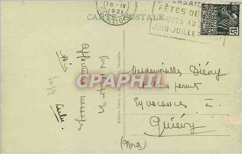 Versailles - O Parque - A Orangerie — Edição Cassé, n° 44 - Verso