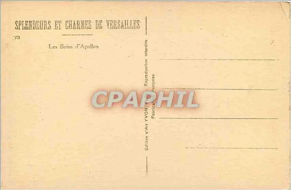 Os Banhos de Apolo — Versailles — Edição de Arte YVON - Verso