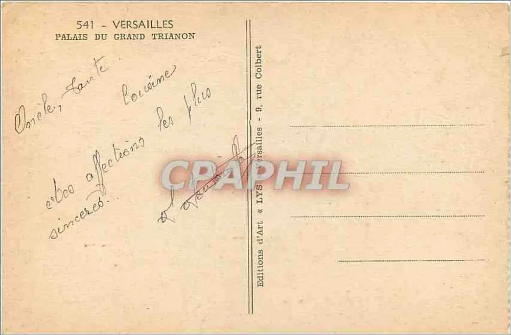 Versailles — Palácio do Grande Trianon — Éditions d'Art & LXS - Verso