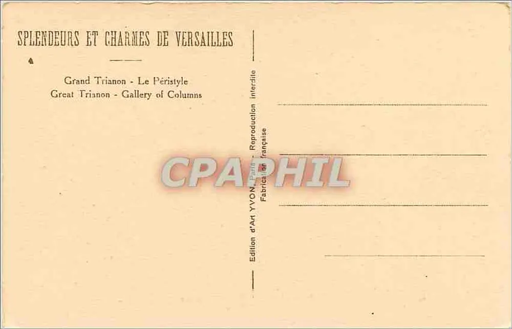 Grand Trianon - Het Peristiel — Schoonheid en charme van Versailles — Artistieke uitgave YVON, Parijs - Achterkant