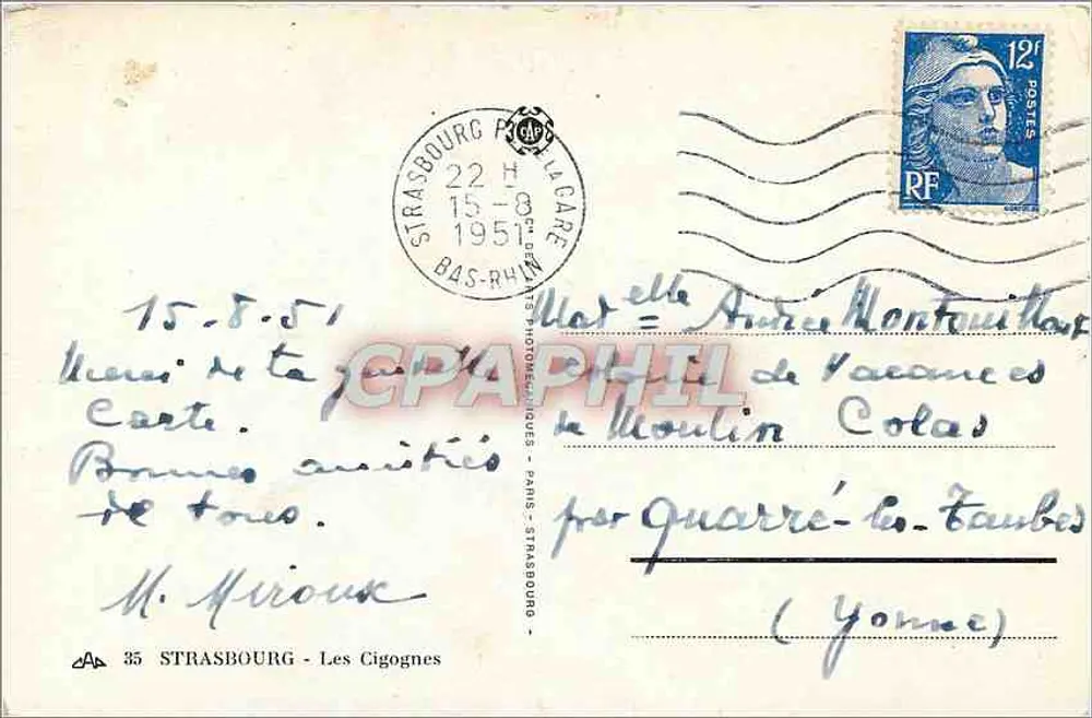 Estrasburgo — As Cegonhas — editor A.B. n°35 - Verso