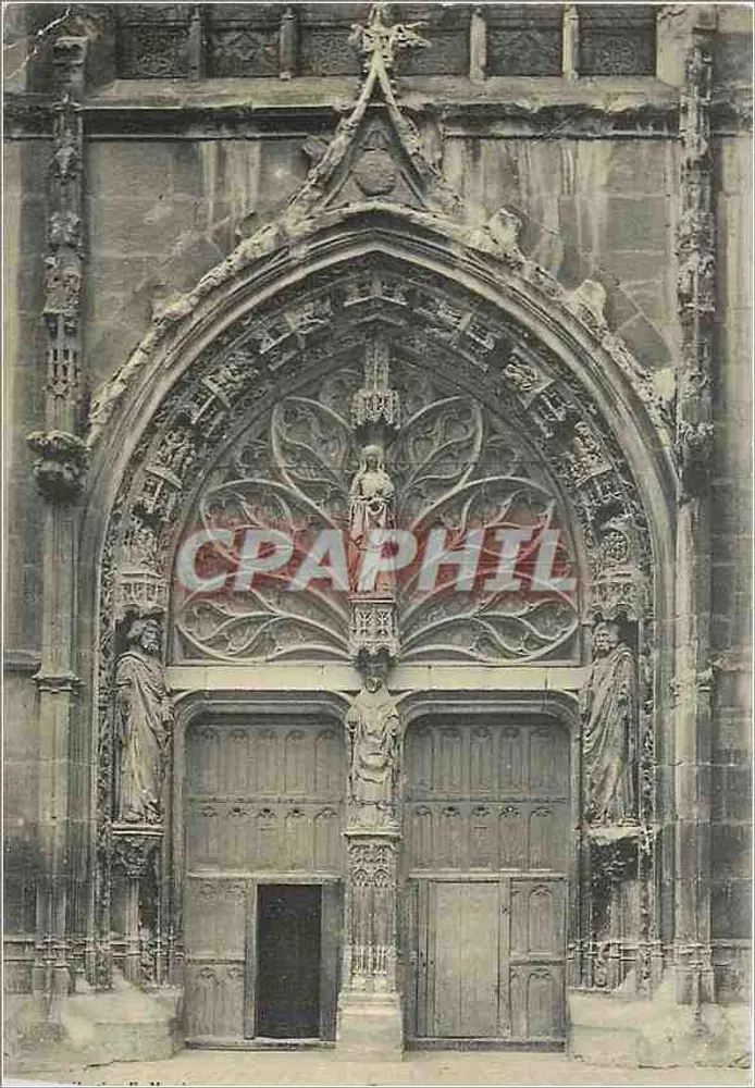 Portal gótico da catedral — detalhes escultóricos e roseira — editor desconhecido - Frente