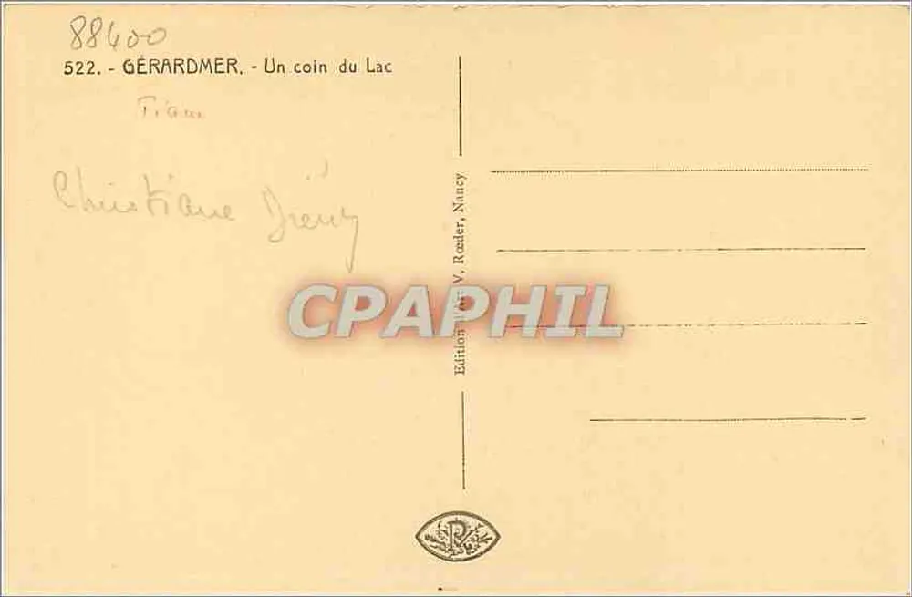 Gérardmer - Um Canto do Lago — V. Reader, Nancy, n°522 - Verso