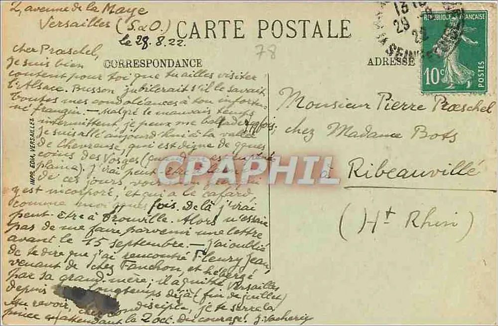 Versailles — Panorama pris de l'Hôtel de Ville — 226 - Verso