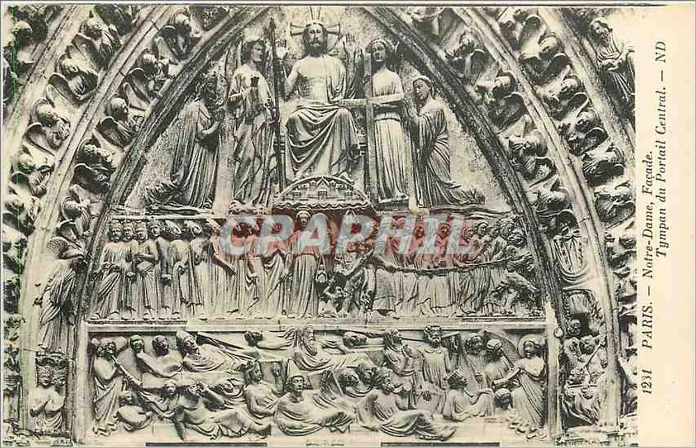 Notre-Dame, façade — Tympans du Portail Central — Paris - Recto