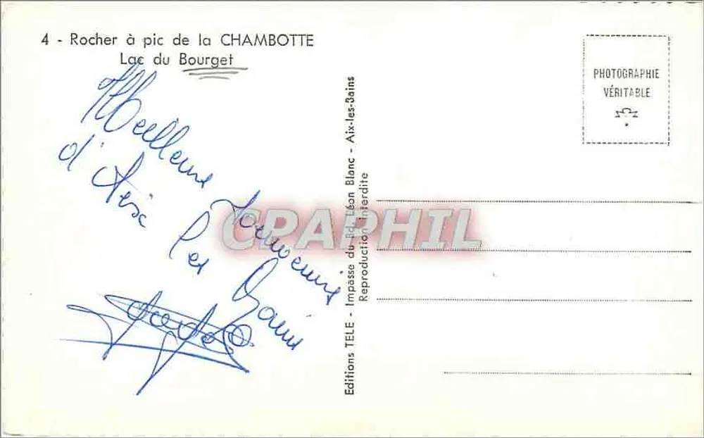 Rocha íngreme da CHAMBOTTE — Lago do Bourget — Edições TELE - Verso