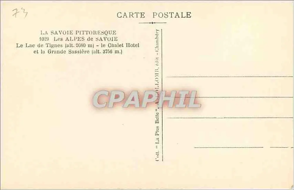 See Tignes — Das Chalet Hotel und die Grande Sassière — Verlag Chambéry - Rückseite