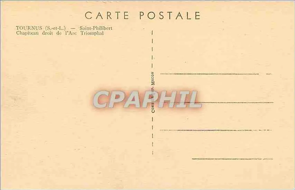Tournus (S.-et-L.) — Rechter Kapitell des Triumphbogens — Verlag C. P. M. A. C. O. N. - Rückseite
