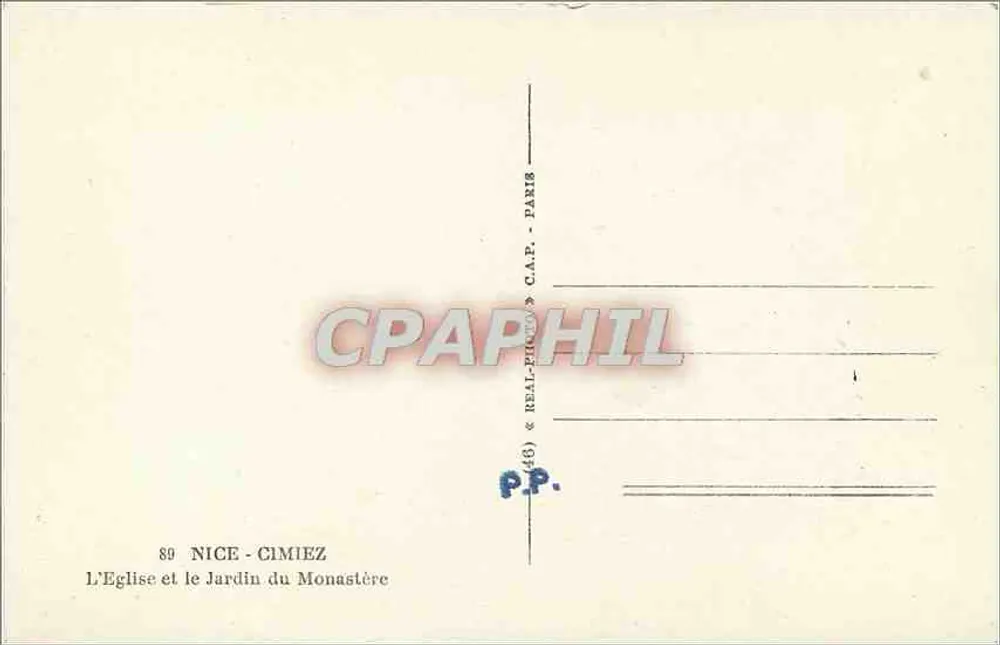 Nice - Cimiez — Die Kirche und der Monastergarten — C.A.P. - Paris - Rückseite