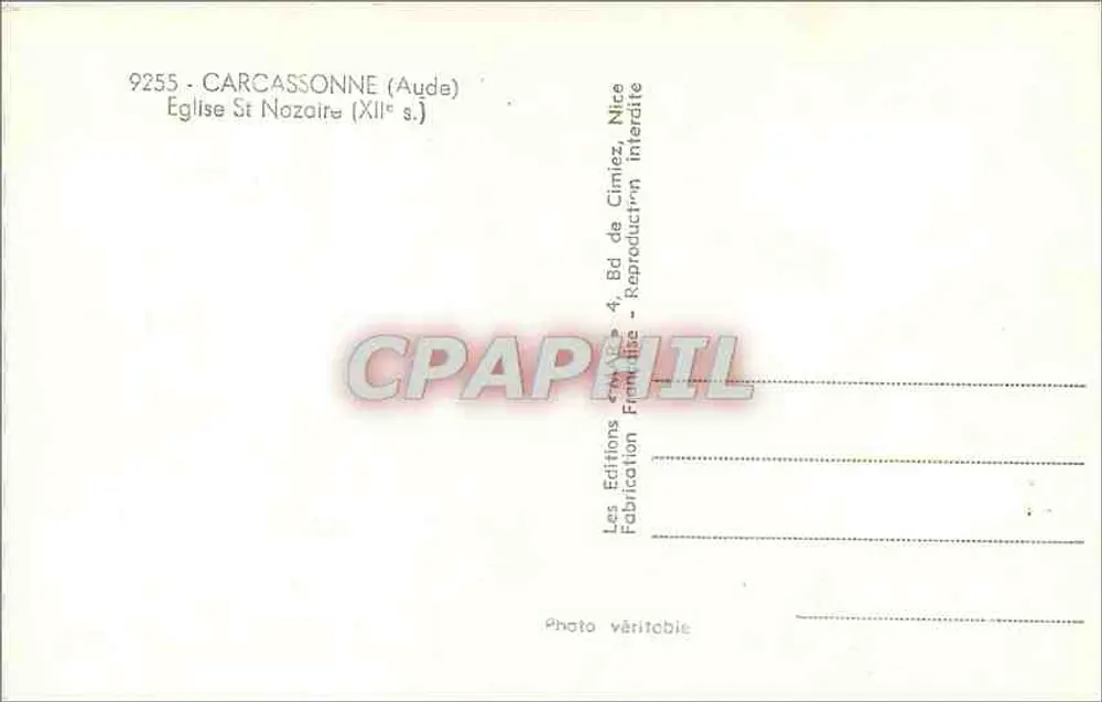 Igreja Saint-Nazaire — Carcassonne (Aude) — XIIe s. — Éditions Nire de Cimiez - Verso
