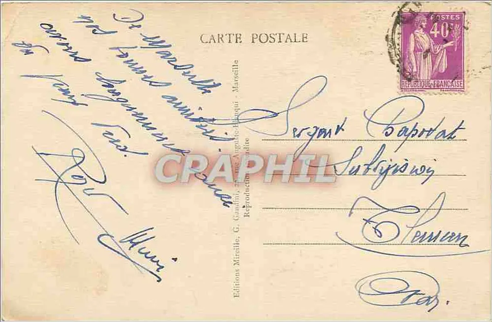 MARSEILLE LA ÉCHAPPÉ BELLE! — cena portuária com pescadores e barcos — Edições Mireille, G. Gaudy, 2-ème Avenue, Marselha - Verso