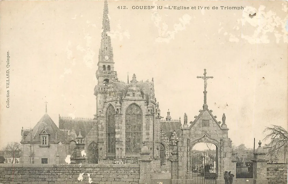 Gouesnou — La Chiesa e l'Arco di Trionfo — Collezione Villard, Quimper - Recto