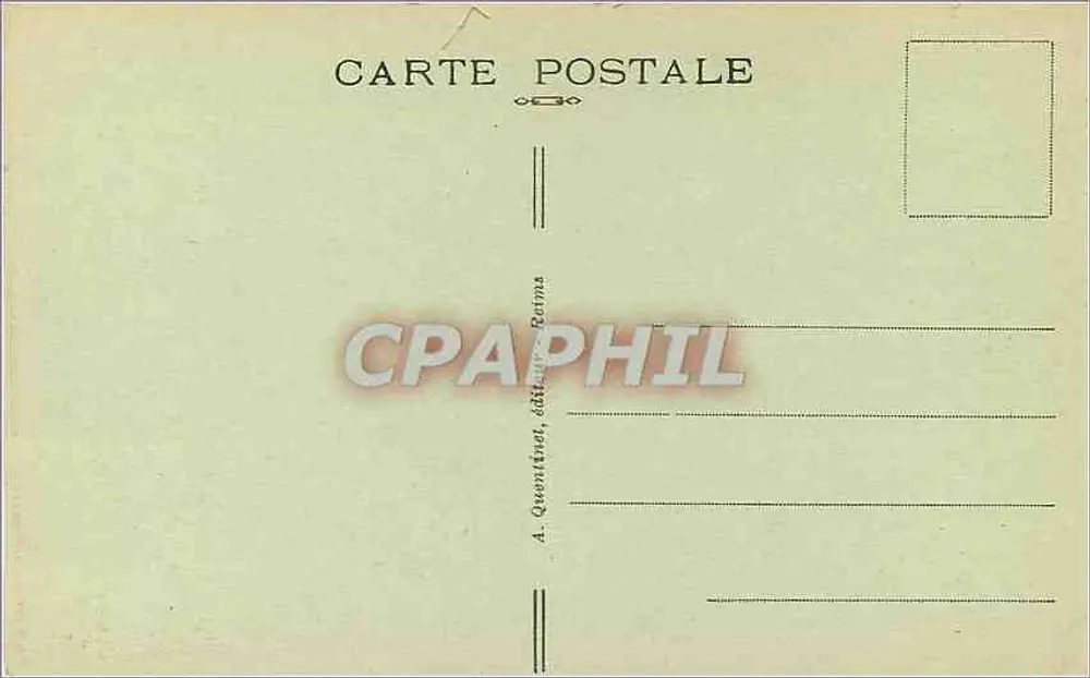 Reims — La Cathédrale — Vue prise en 1920 — éditeur A. Quentin, Reims, n° 51 - Verso