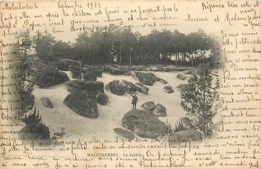 Malesherbes - La Sablière — widok skał — wydawca Lippmann & Baudoin - Awers