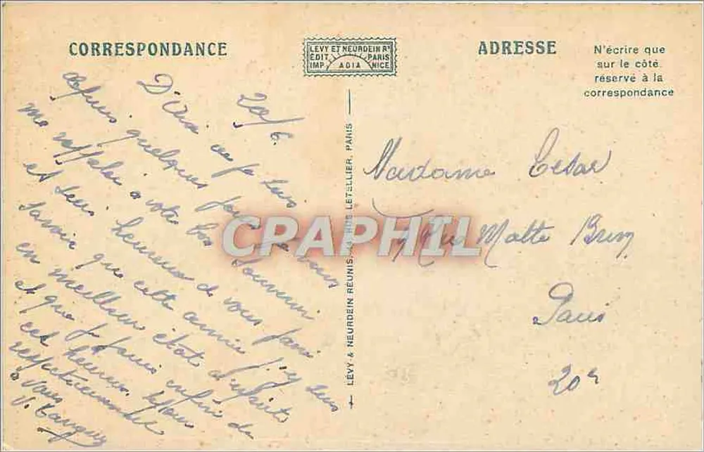 Aix-les-Bains — Lago do Bourget — Linha do Caminho de Ferro Castelo de Châtillon — A ponta do Lago — O Colombier — LL. — Editor: Levy & Neurdein, Nice — N° 207 - Verso