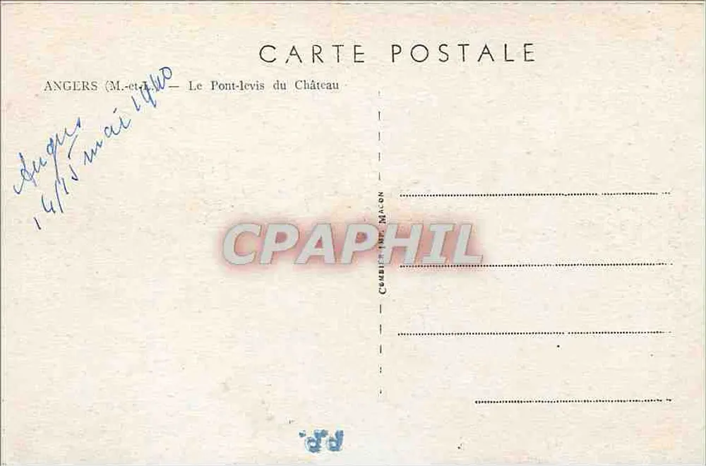 Angers (M.-et-A.) — O Ponte-Levis do Castelo — C. Maçon - Verso