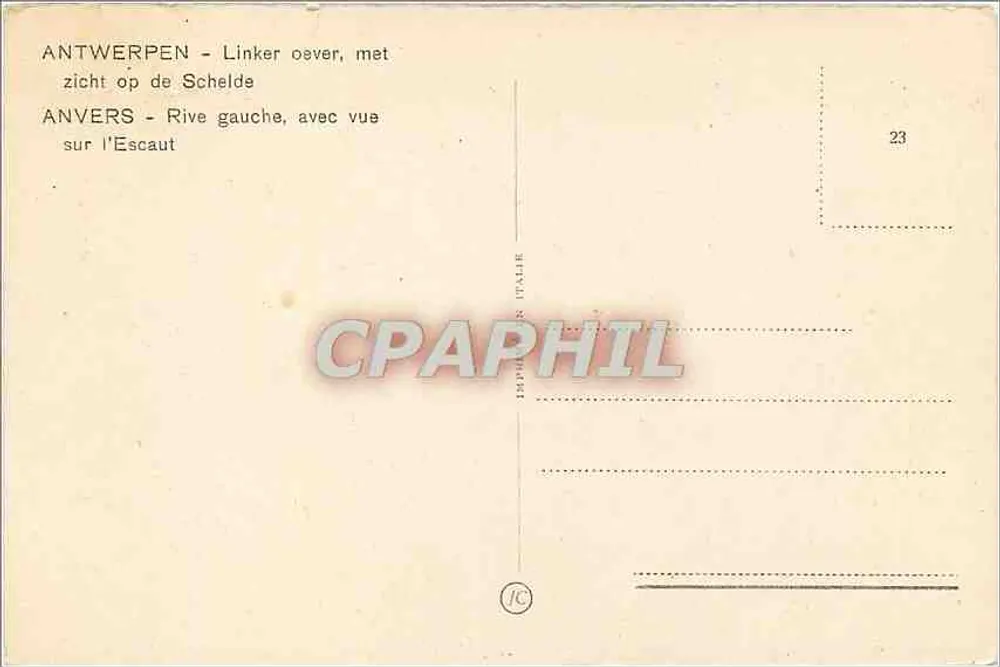 Antwerpen - Linker oever, met uitzicht op de Schelde — uitgever JC, nr. 23 - Achterkant