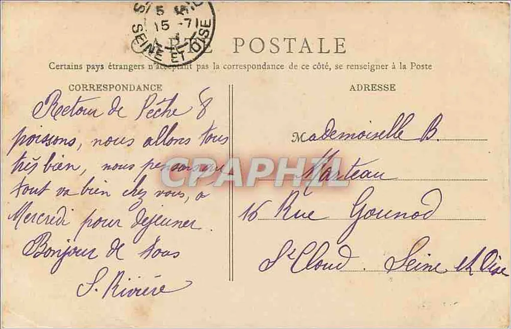 Montargis — Vista sobre el Canal — editor no identificado, N° de serie 43 - Reverso